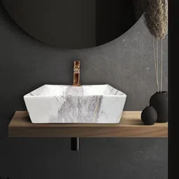 delta 2 in 1 Table Top & Wall Mount Premium Ceramic Wash Basin (M10)(16*12*5) (16*12*5)(T)(M07) Wall Hung Basin image 2