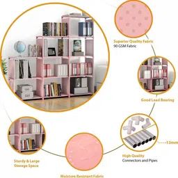 egnito Non Woven 9 Shelf Book Organizer Showcase rack for home Plastic Open Book Shelf image 3