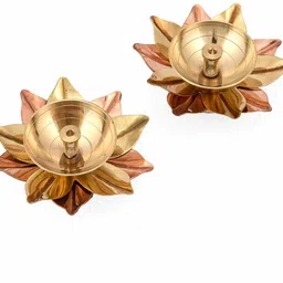 fashion bizz Brass Akhand Lotus/Kamal Diya | Akhand Jyot | Magical Lantern Brass Diya Brass, Copper (Pack of 2) Table Diya-picture-34