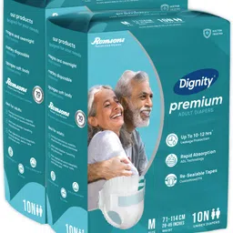 dignity Premium Adult Diapers, Medium, Waist Size 28" - 45", 10 Pcs/Pack (Pack of 2) Adult Diapers - M-picture-21