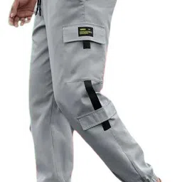 the pvr clothing Men Slim Fit Grey Cotton Blend Trousers image 1