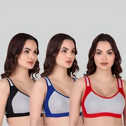 ashmiras Pack of 3 Women Sports Non Padded Bra-picture-20