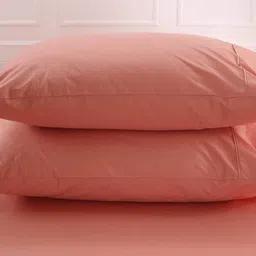 Peach Solid 200 TC 100% Cotton King Sized Bed Sheets with 2 Pillow Covers by Maspar image 3
