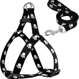 woofy Paw Print Leash and Harness | Set for Small & Medium Puppy Bell Dog & Cat Collar Charm-picture-24