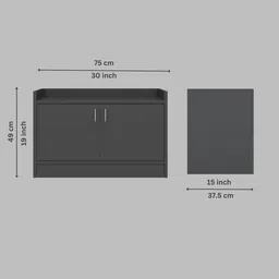 specialitypanels Ella 2 Doors Shoe Cabinet in Slate Grey Finish image 3