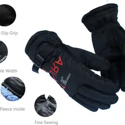 alexvyan Red Anti Slip Snow Warm Winter Gloves Cycling, Bike, Motorcycle Protective Riding Gloves image 2