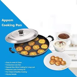 jiggl Aluminium Cookware Set 1 Appam Patra With Lid, 1 Dosa Tawa with Spatula K3 Paniarakkal Set with Lid 0 L capacity 21 cm diameter image 4