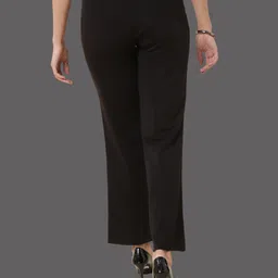 fithub Women Regular Fit Black Cotton Blend Trousers image 2