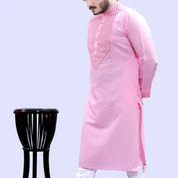 tibra collection Men Embroidered Cotton Blend Straight Kurta image 5