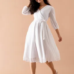 aask Women Fit and Flare White Midi/Calf Length Dress-picture-23