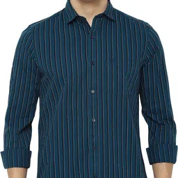 allen solly Men Super Slim Fit Striped Button Down Collar Casual Shirt image 1