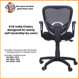 kvs india pan silver Mesh, Fabric Office Adjustable Arm Chair image 5