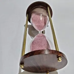 goblins Antique Brass Sand Timer Hour Glass Wooden Pink Sand (5" Minutes) Sand Clock image 3