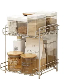 glocy Utensil Kitchen Rack 2 Tier Multi Desk Organizer|Silver Heightened File&Document Rack for Office,Home Steel-picture-39