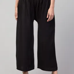 fambee Women Relaxed Black Viscose Rayon Trousers-picture-18