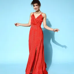 berrylush Women A-line Red Maxi/Full Length Dress-picture-13