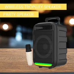 SACRO Monster (BLUETOOTH TROLLEY SPEAKER) High Bass Sound Quality With Karaoke MicO101 35 W Bluetooth Party Speaker-picture-14