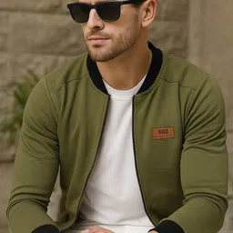 rigo Men Solid Mandarin Neck Green, Black Sweater-picture-19