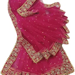 misthh Net Embroidered Pink Women Dupatta-picture-14