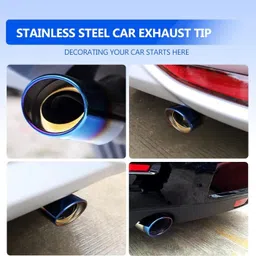 qnjl Curved Oval Universal Fit Car Exhaust Tail Muffler Tip Show Pipe 60mm Car Silencer image 5