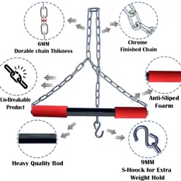 pheonix Hanging Chain Rod Chin Up Bar for Height Increasing with Skipping Rope Fitness Accessory Kit Kit image 2