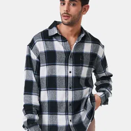 the souled store Men Oversized Fit Checkered Button Down Collar Casual Shirt-picture-15