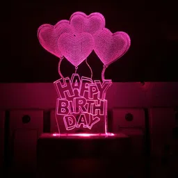 ukani 3D Illusion LED Light Night Lights for 7 Colors Led Changing Lighting Bedroom Decoration Decorative Lighting Gifts for Boys Girls Kids Baby Friends HAPPY BIRTHDAY MOST TRENDING DESIGN Night Lamp ( 5 cm, Multicolor ) Night Lamp-picture-24