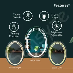 sunsyze Oval Triple-Ring LED Backlit Mirror(18x24inch) Bathroom Mirror image 4