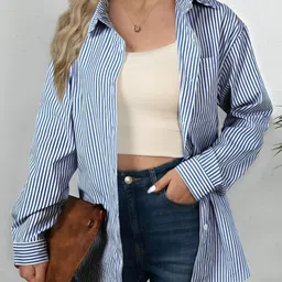 pp productions Women Regular Fit Striped Slim Collar Casual Shirt-picture-12