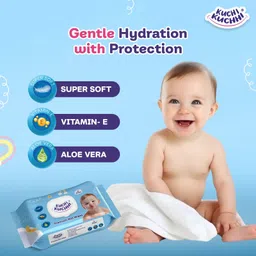 kuchi kuchhi UltraSoft Baby Wet Wipes with Lid, Vitamin E & Aloe Vera,Alcohol Free image 4