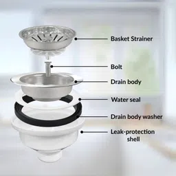 plantex Kitchen Sink Stainless Steel Push Down Strainer image 2