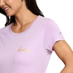 van heusen Women Printed Round Neck Modal Pink T-Shirt image 4