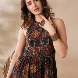 globus Women Fit and Flare Blue Midi/Calf Length Dress image 5