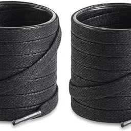 SHOESHINE flat cotton shoe laces for casual, sneaker shoes or boot 7mm wide (2 Pair) Black Size -120 cm Shoe Lace-picture-21