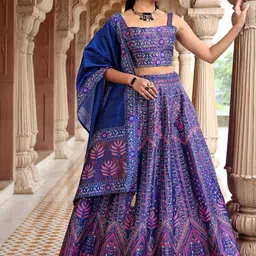 purvaja Self Design Semi Stitched Lehenga Choli image 1