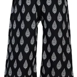 areeba collection Women Flared Black, White Viscose Rayon Trousers image 2