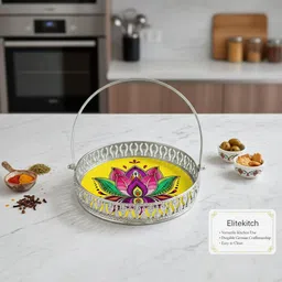 elitekitch Beautiful Heavy German DISH TRAY - Yellow Lotus- CDT - HANDLE Tray-picture-10