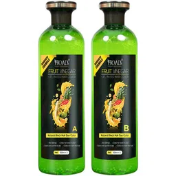 pro ads Fruit Vinegar Gel Hair Color 100% Grey Coverage Natural Black | 500ml x 2 _C_47 , Natural Black image 5