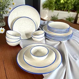 backkspace retail Pack of 18 Ceramic Hand Painted Ceramic Dinnerware Set Dinner Set image 3