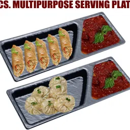 zido 2 Piece Starter Platter for Snacks Like Momos, Spring Roll, Chili Potato etc Sizzler Tray-picture-17