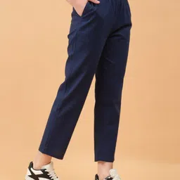 vastiram Women Flared Blue Pure Cotton Trousers image 3
