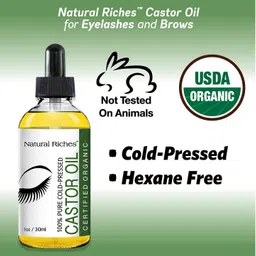natural riches USDA Certified Cold Pressed Castor Oil for Eyelashes image 5