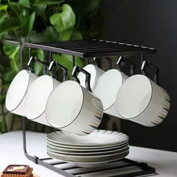 shelter Cup Kitchen Rack Coffee Cup Rack Hooks, Mug Cup Stand Dishes Organizer Cast Iron-picture-26