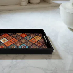 Wood, MDF Print Design Mandala Bloom Tray For Serving, Kitchen, Dining 13x9 Tray-image-70
