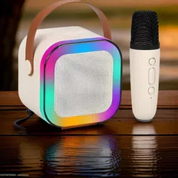 HRKA Karaoke Mic RGB Light, HD Sound K12 (PORTABLE BLUETOOTH SPEAKER) SP-8 10 W Bluetooth Speaker-picture-31