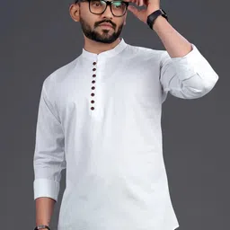 freluro Men Solid Cotton Blend Straight Kurta image 1