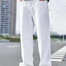 denim life Men Loose Fit Mid Rise White Jeans image 3