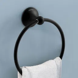plantex Towel Ring for Bathroom/Round Napkin Ring/Towel Stand for Bathroom Accessories Black Towel Holder-picture-11