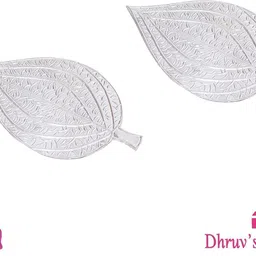 dhruvs collection Pair of 925 Silver Paan Ka Patta - Betel Leaf for Home Decor, Pooja & Gifting Decorative Showpiece - 4 cm image 2