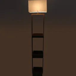 sapphire Amalia White Iron Shade Shelf Floor Lamp With Wood Base image 4